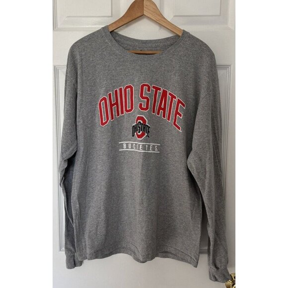 THE OHIO STATE Buckeyes Long Sleeve Tee Shirt Sz L Grey - Picture 3 of 3